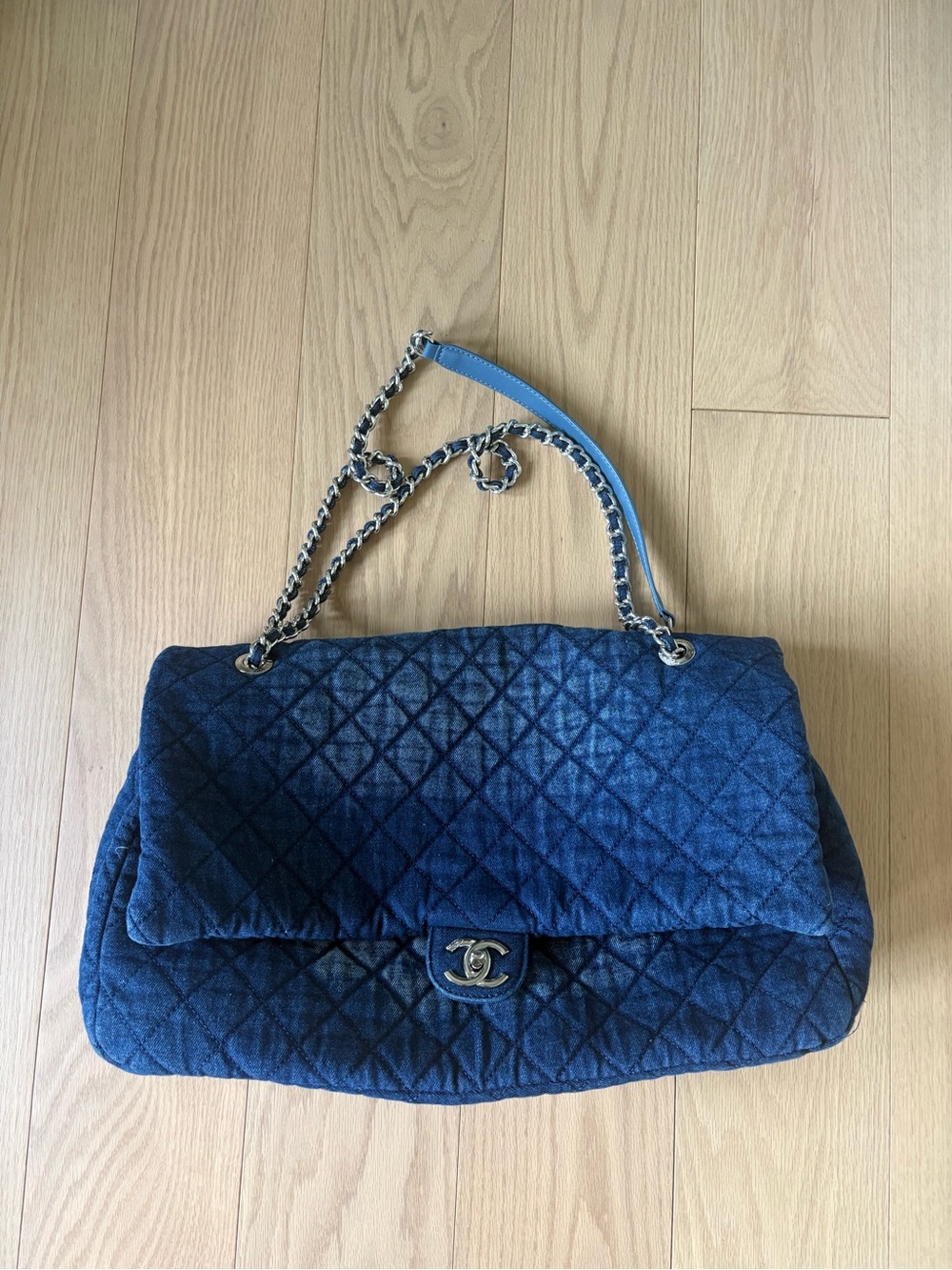 Quilted Denim XXL Travel Shoulder Bag